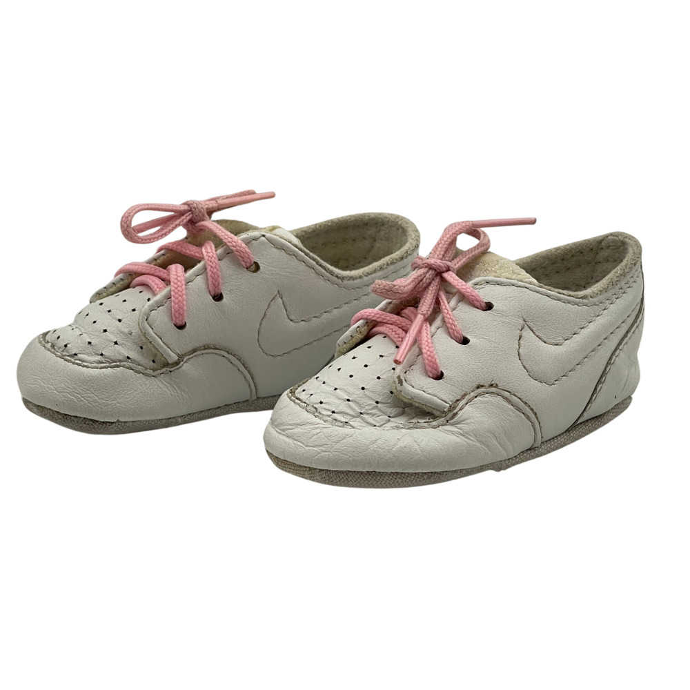 Vintage Nike Newborn Girl Crib Shoes Baby Sz 1 Sweet Dreams 1986 Pink Swoosh